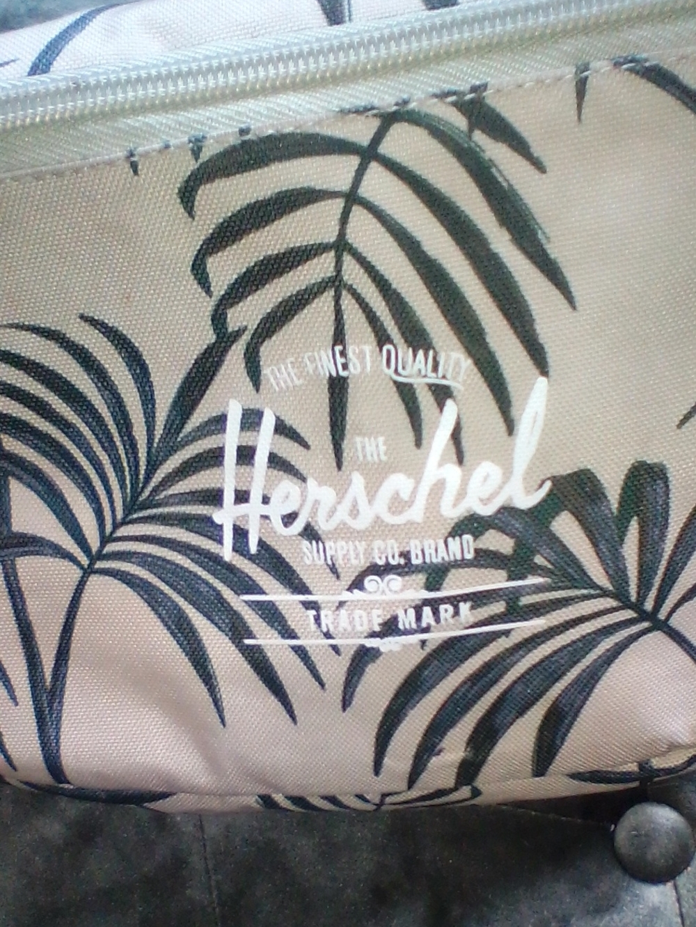 Herschel Supply Company Beige Fanny Pack/ Pouch with Green Palm Print